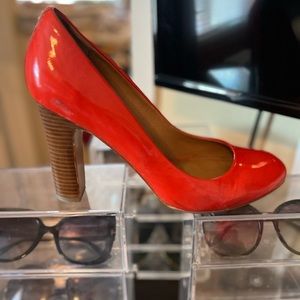 Coach stacked heel, round toe- Orange